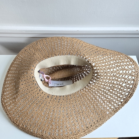 New Vineyard Vines Cane Weave Cappuccino Woven 100% Toyo Straw Sun Hat One Size main image 4